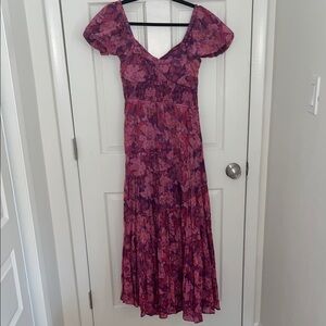 Free People Floral Puff Sleeve Maxi Dress, Size M, EUC